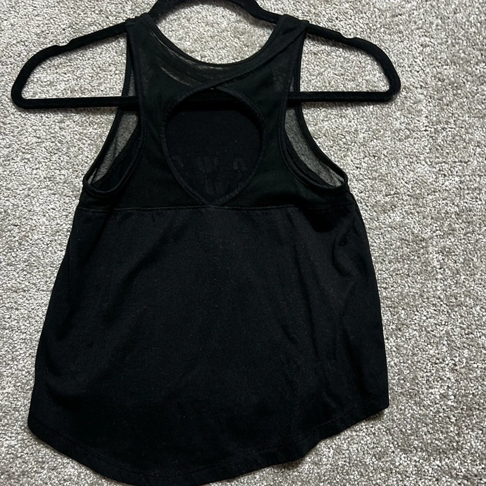 Justice Active Girls Black Tank Top Cut out back Size 8